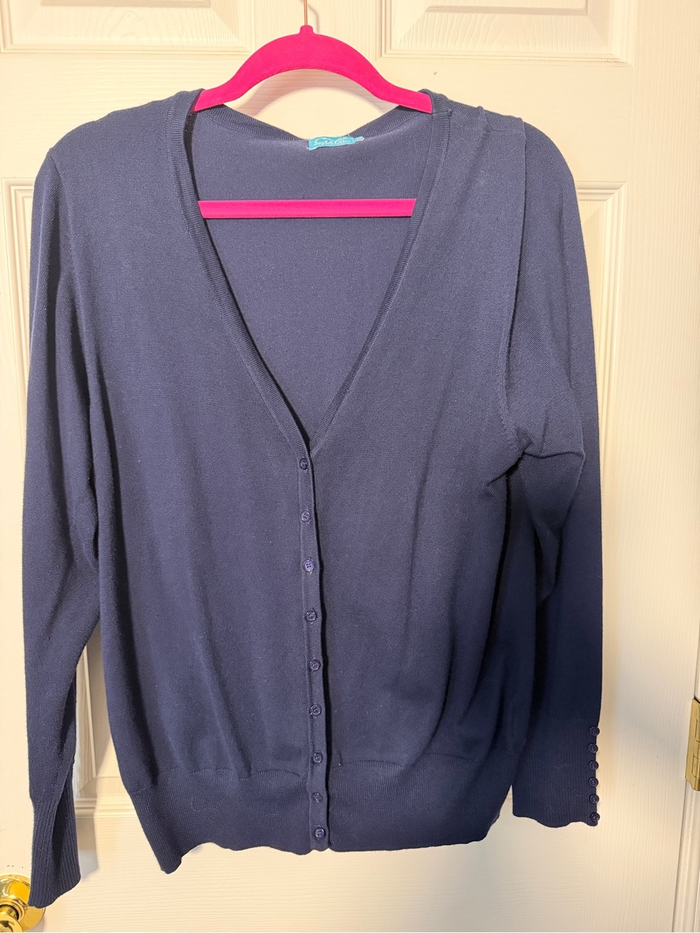 Cielo Navy Button-Front V-Neck Cardigan